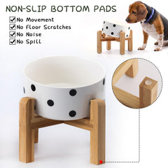 Petygooing ceramic bowl with wood stand displays a clean, durable design.