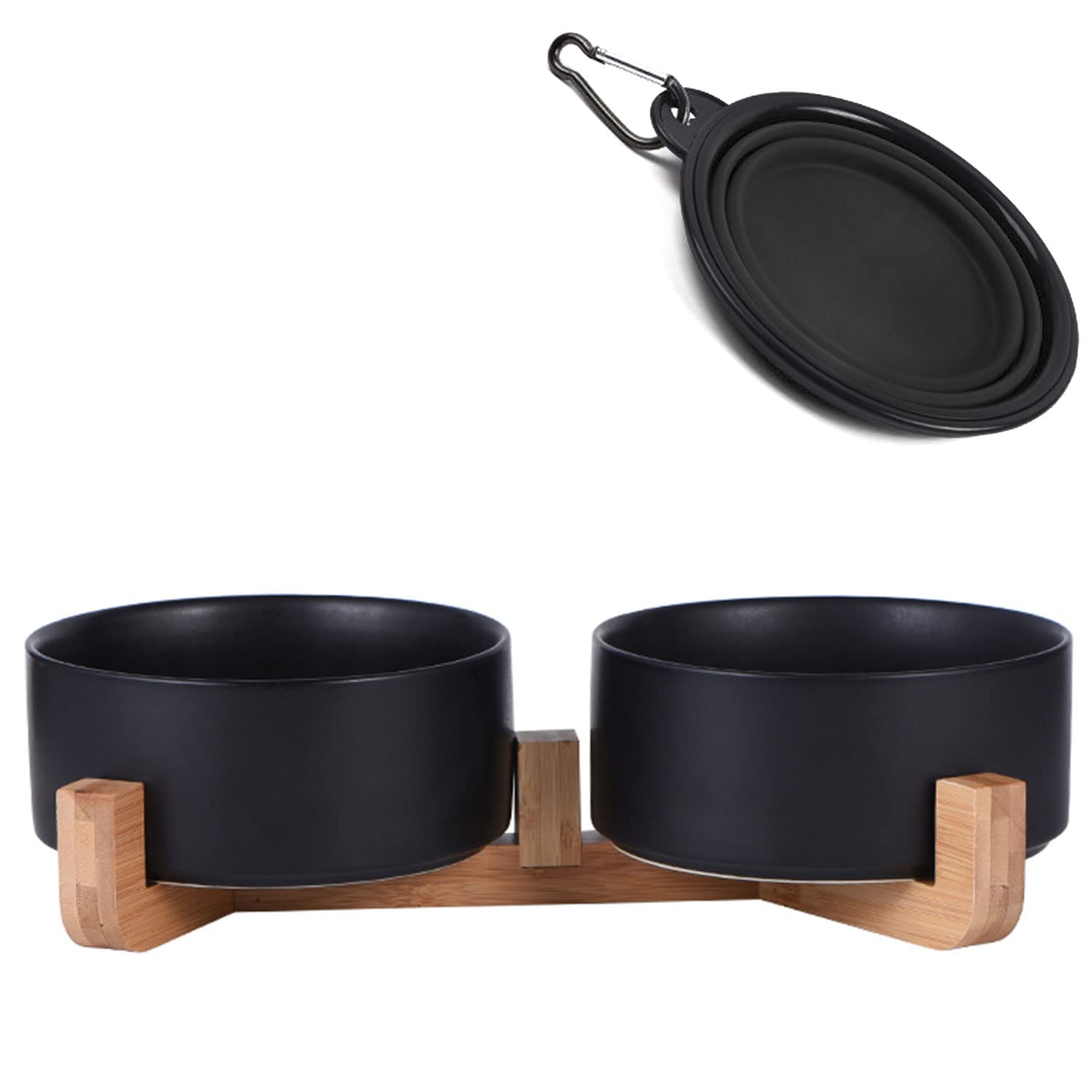 Petygooing ceramic dog bowl with stand in black elevates feeding with anti-slip stability