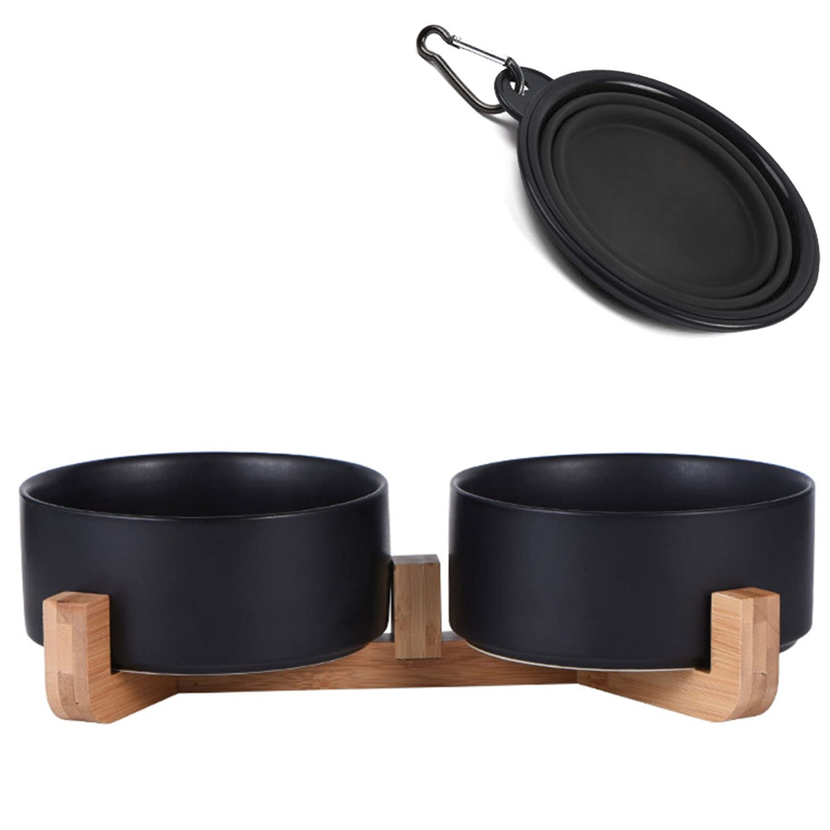 Petygooing ceramic dog bowl with stand in black elevates feeding with anti-slip stability