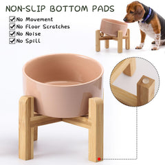 Petygooing wood stand with non-slip base keeps bowls steady during meals