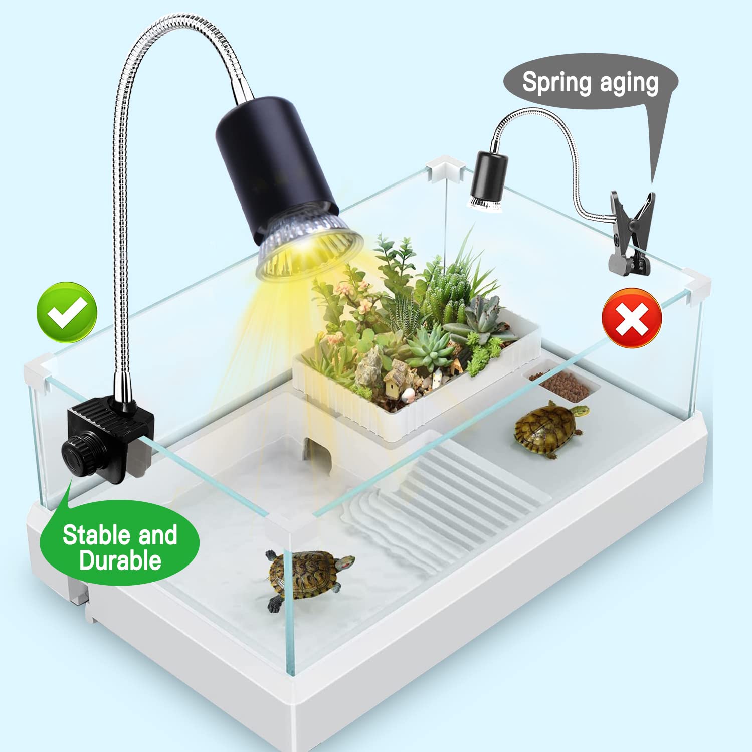 PewinGo basking lamp illuminates terrarium for reptiles