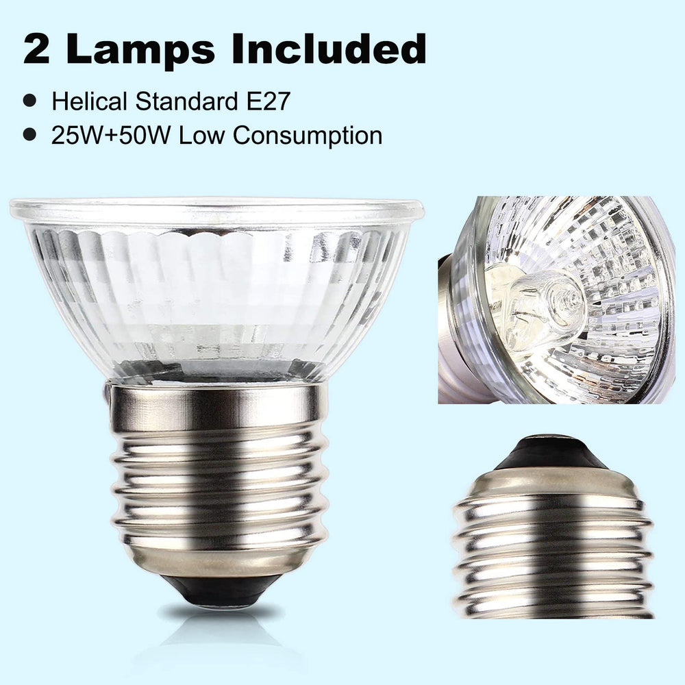 PewinGo reptile heat lamp ideal for turtles, lizards, and bearded dragons in terrariums.
