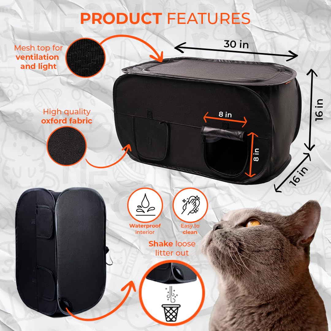 Pexter cat litter box enclosure uses waterproof material for simple cleaning.