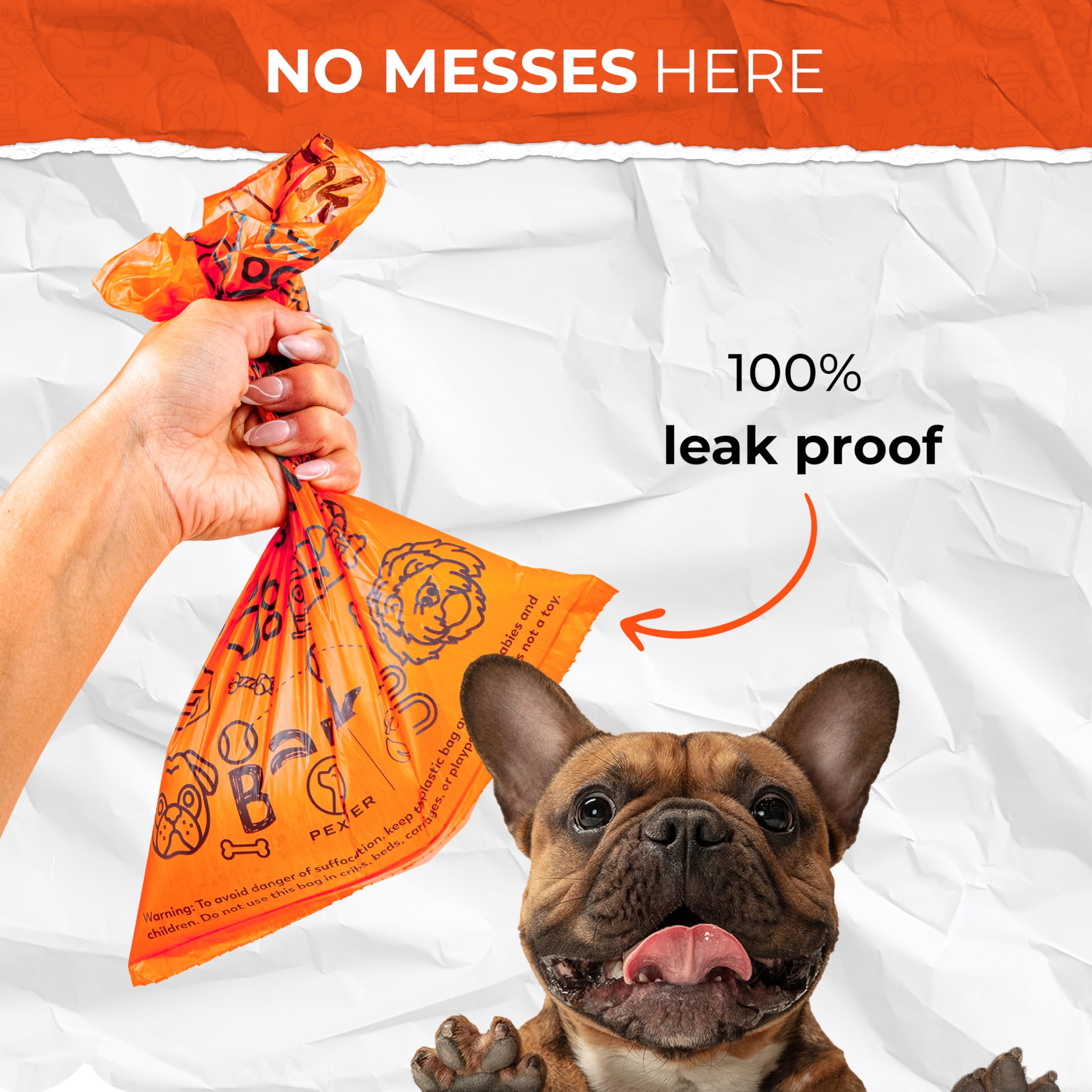 Unscented PEXTER bags provide strong odor-free cleanup