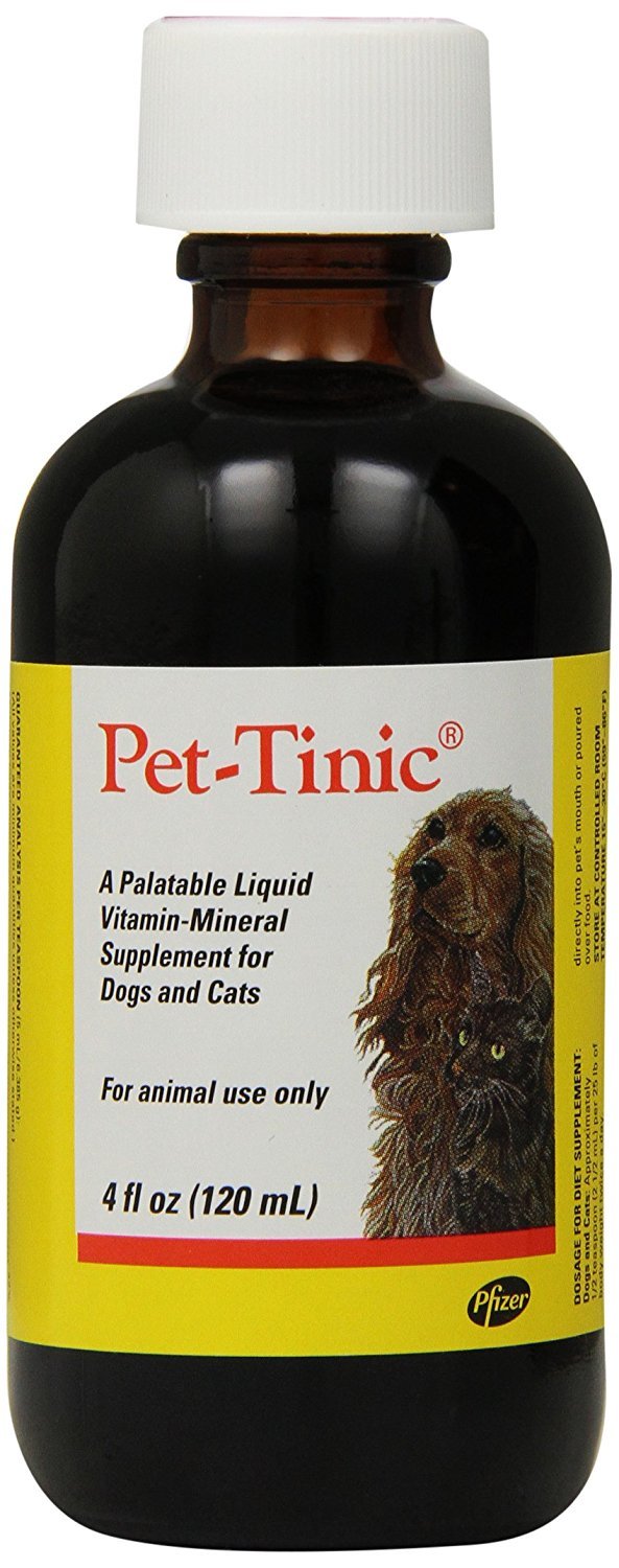 Pfizer Animal Pet Tinic 4oz bottle side with ingredients label