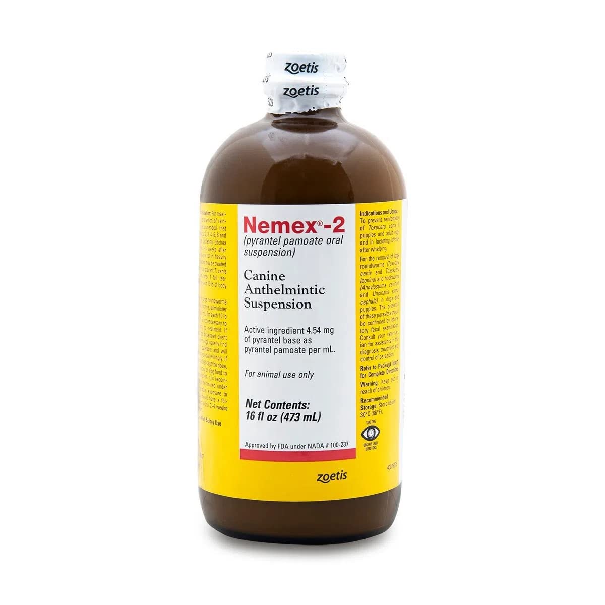 Pfizer Nemex bottle pour—easy, ready-to-dose canine deworming suspension for dogs.