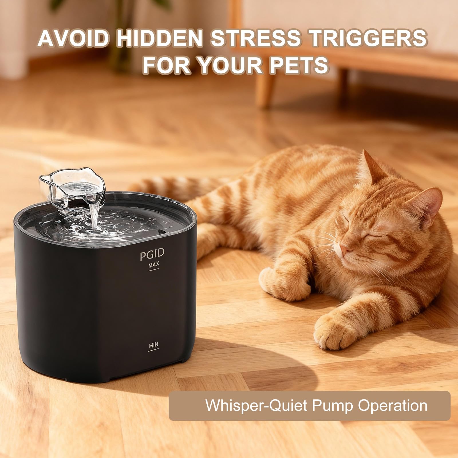 PGID cat fountain showing flowing water to entice drinking
