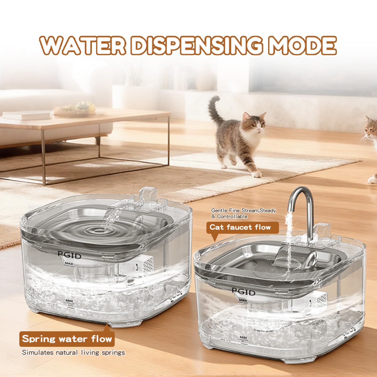 PGID cat water fountain 108oz capacity keeps pets hydrated between refills