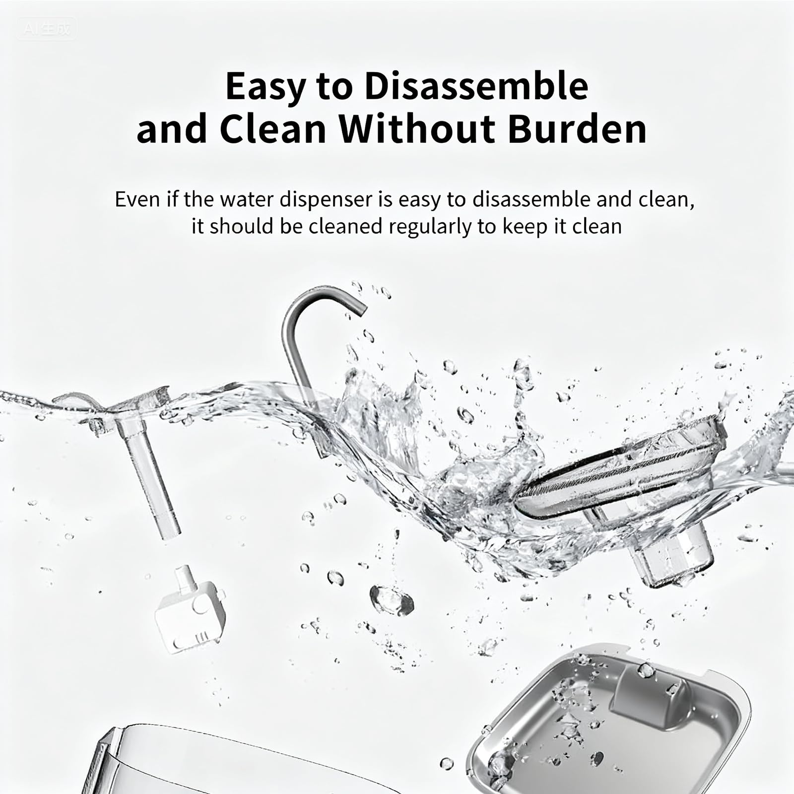 PGID cat water fountain easy-clean design for quick maintenance
