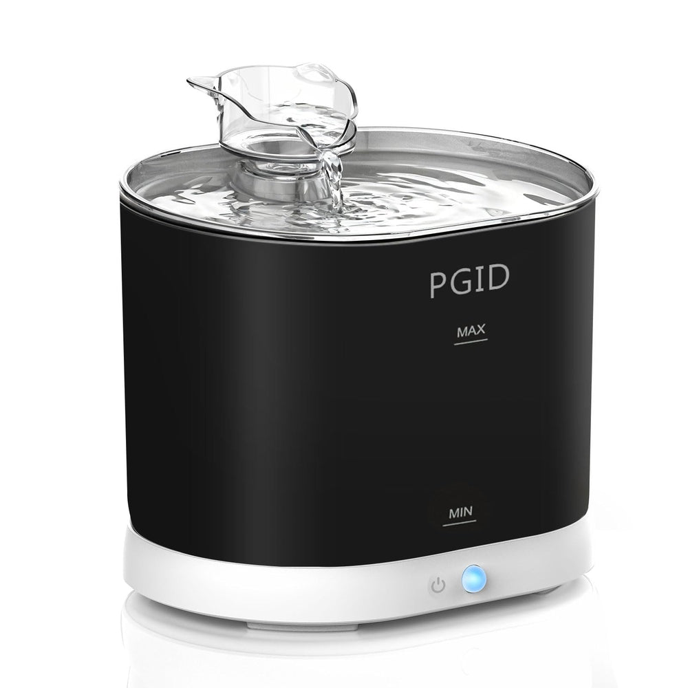 PGID cordless cat water fountain shown in a living room for flexible hydration.
