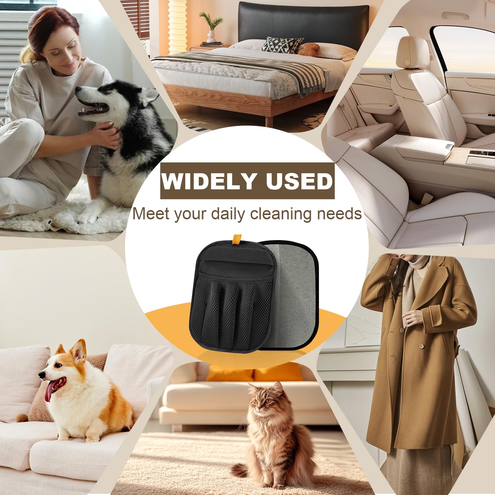 PGID glove use on fabrics to lift pet hair effectively.