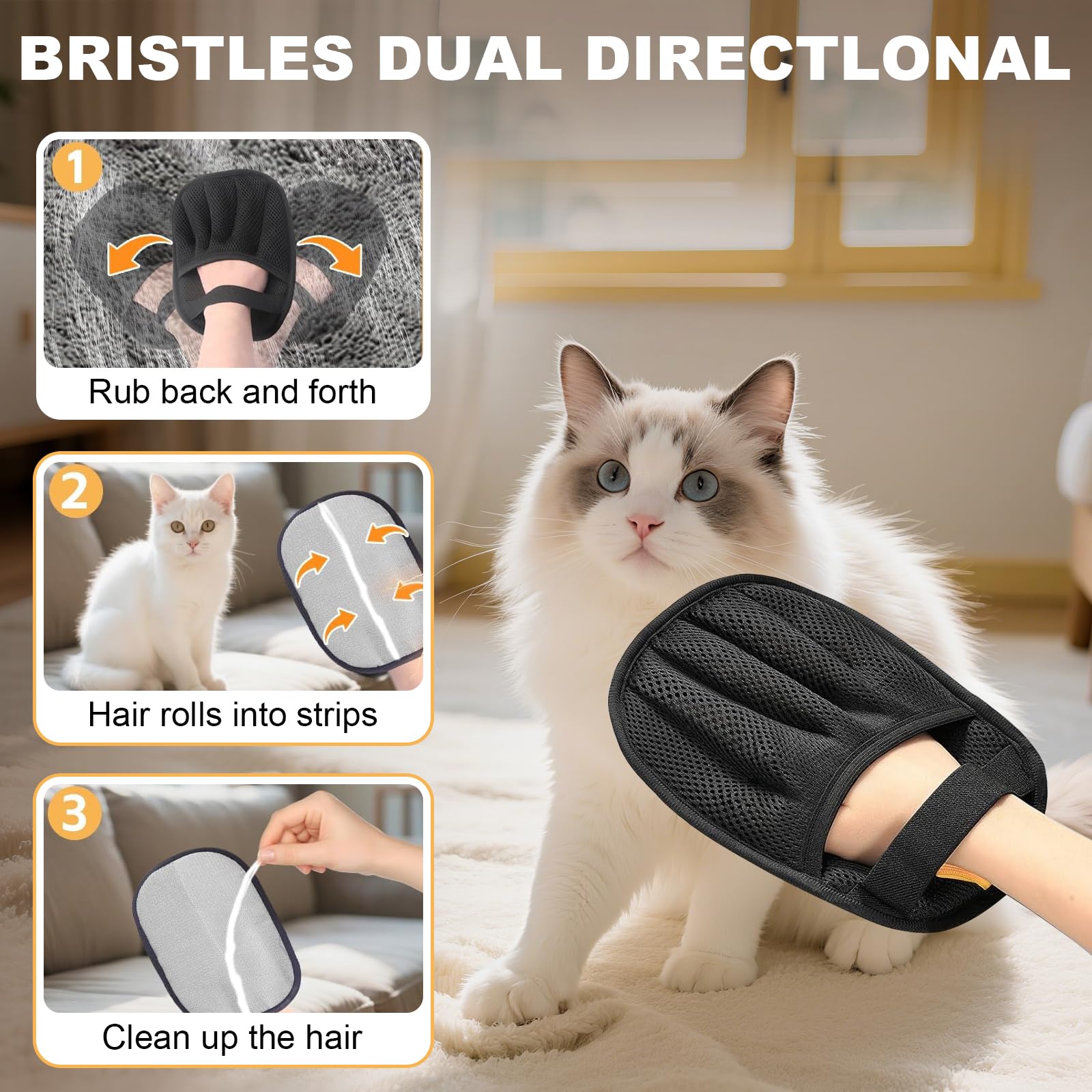 PGID pet hair remover gloves included for quick cleanup.