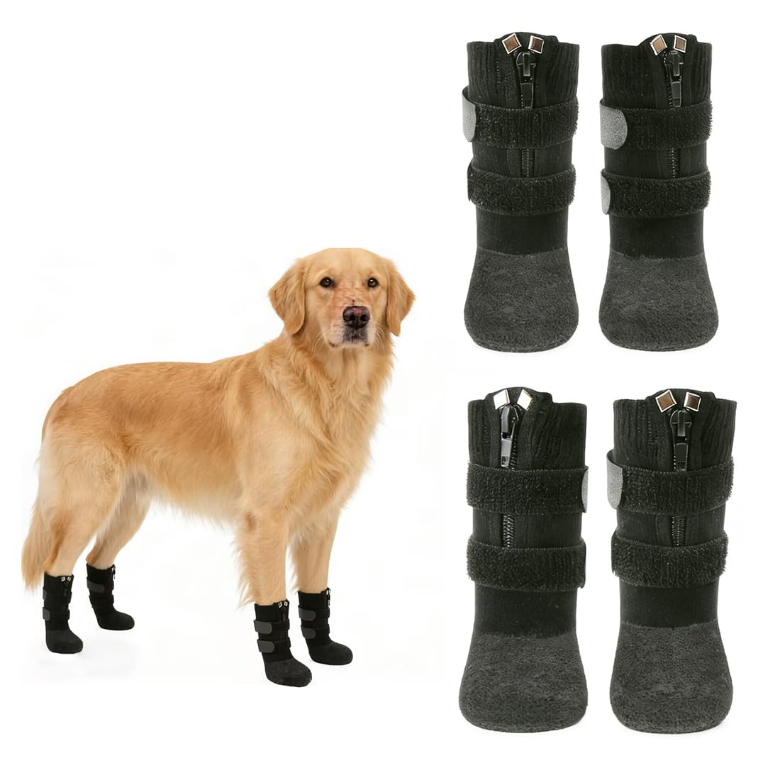 Phaechild anti-slip dog socks with zipper for secure outdoor wear.