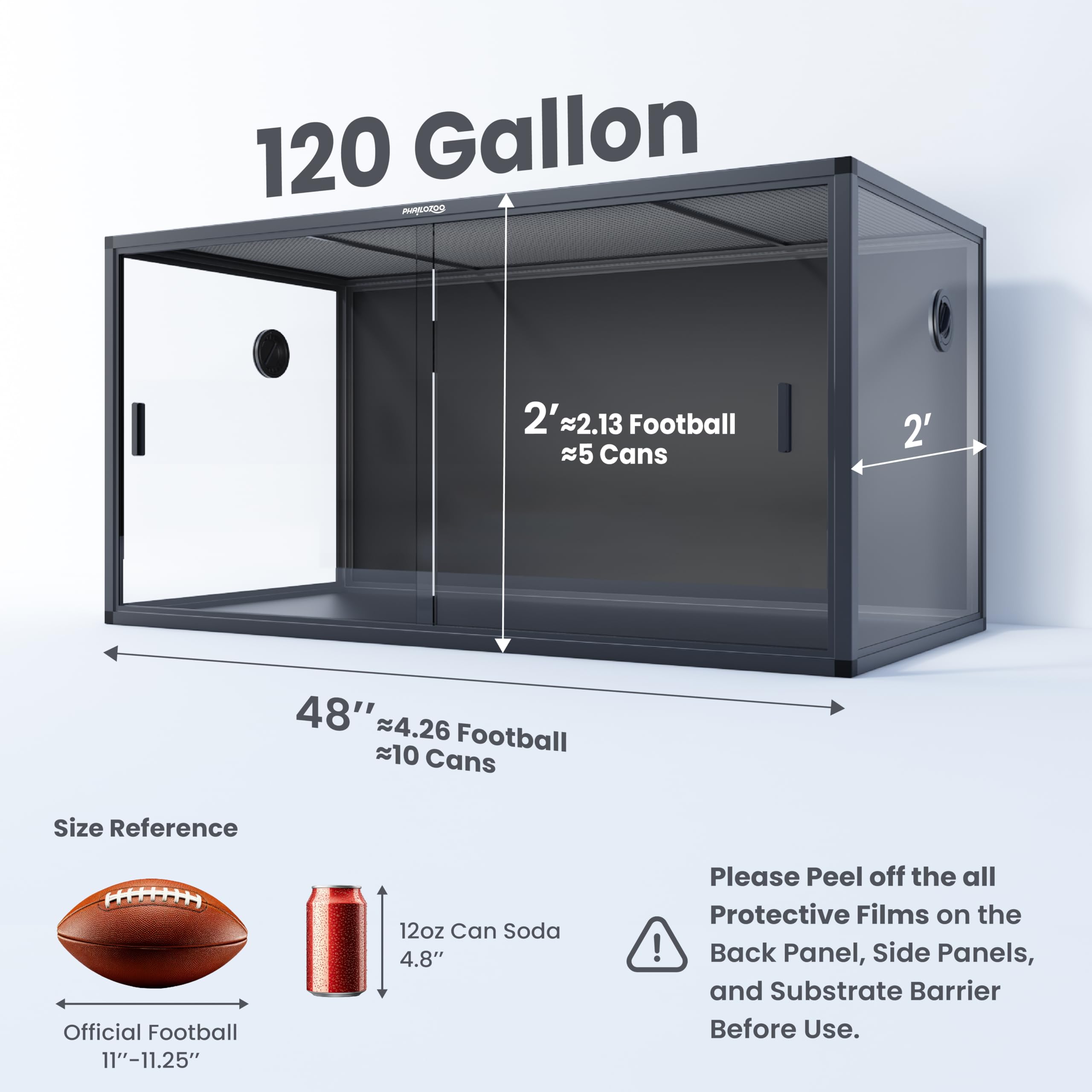 Phailozoo 120 gallon tank top ventilation showing airflow and light penetration