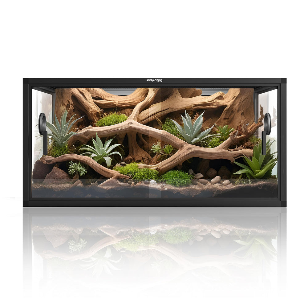 Phailozoo 50 gallon tank front view for easy cleaning and feeding