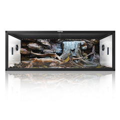 Phailozoo 85-gallon enclosure with front-opening tempered glass door for easy cleaning.