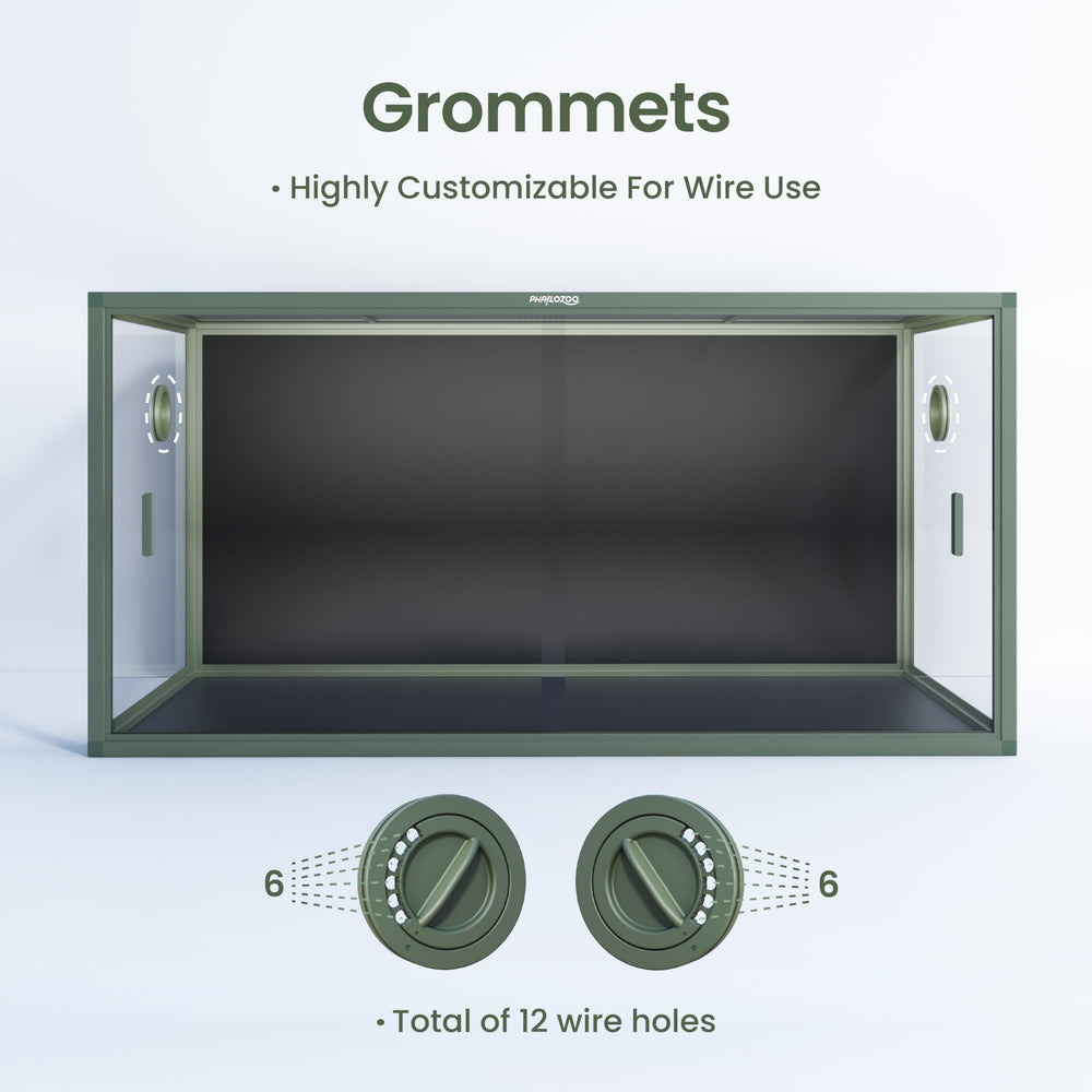 Phailozoo screen-top provides ventilation while maintaining essential temps for reptiles.