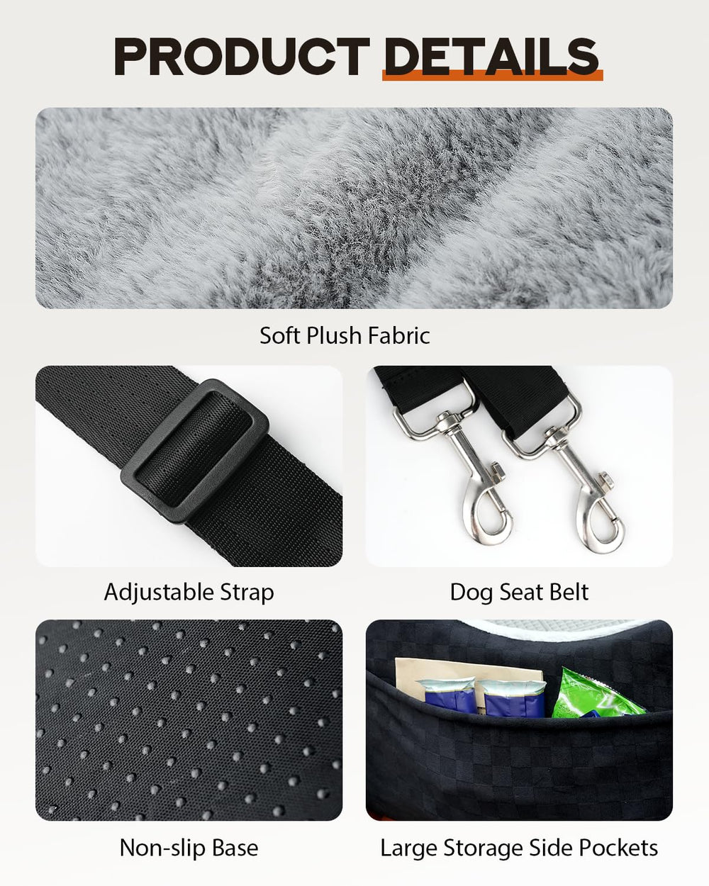 PHCOHIDO dog car seat booster machine-washable cover for easy cleanup