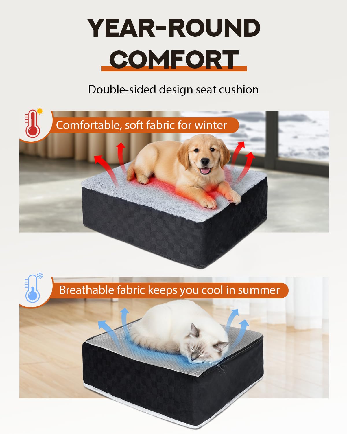 PHCOHIDO dog car seat booster side pocket open for convenient treat and toy storage