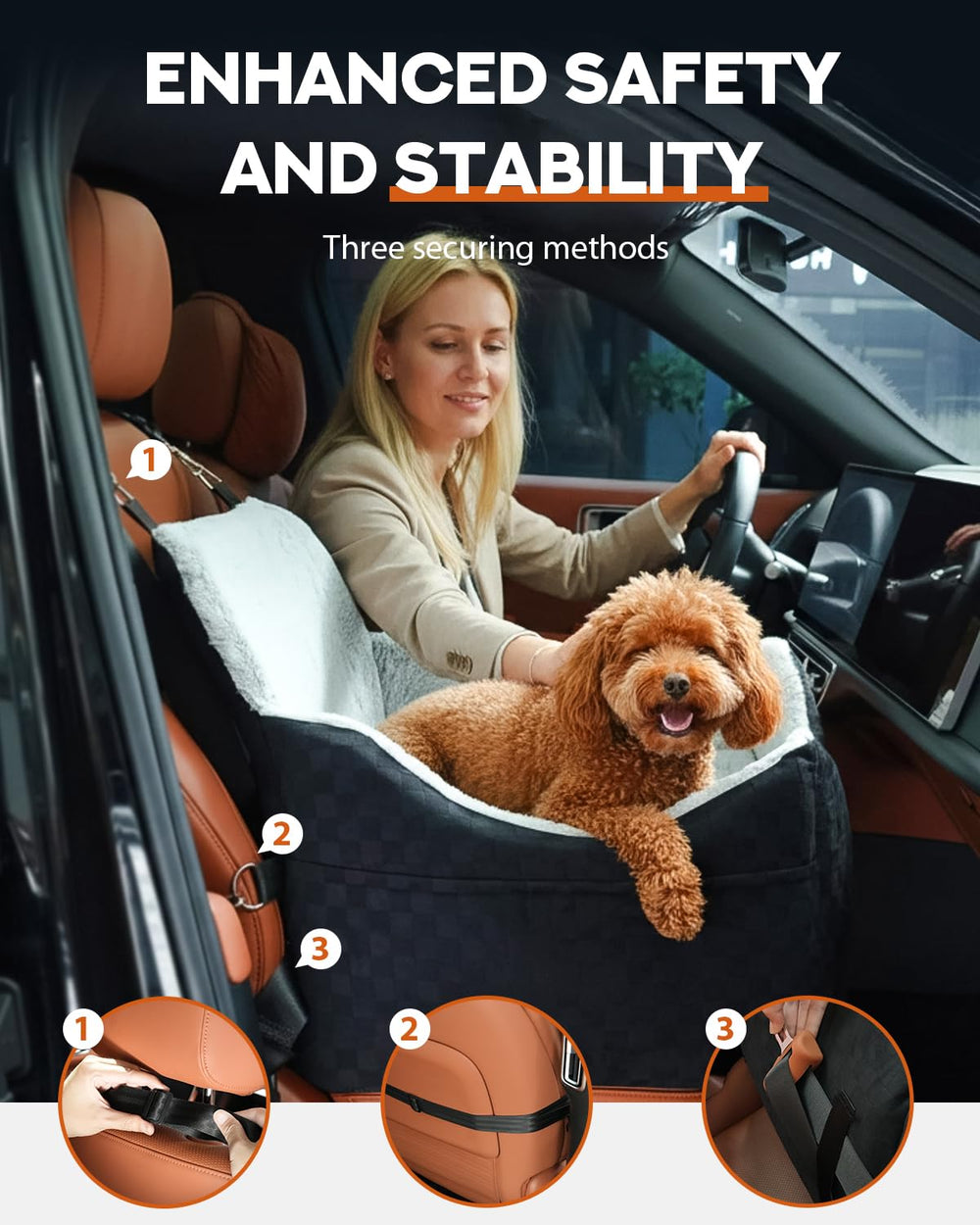 PHCOHIDO dog car seat booster waterproof inner layer protects foam from spills
