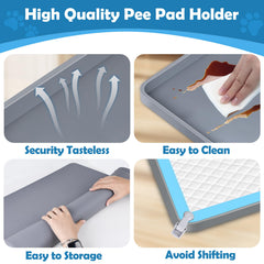 Phepetroll dog pad holder with raised edge prevents overflow and mess.