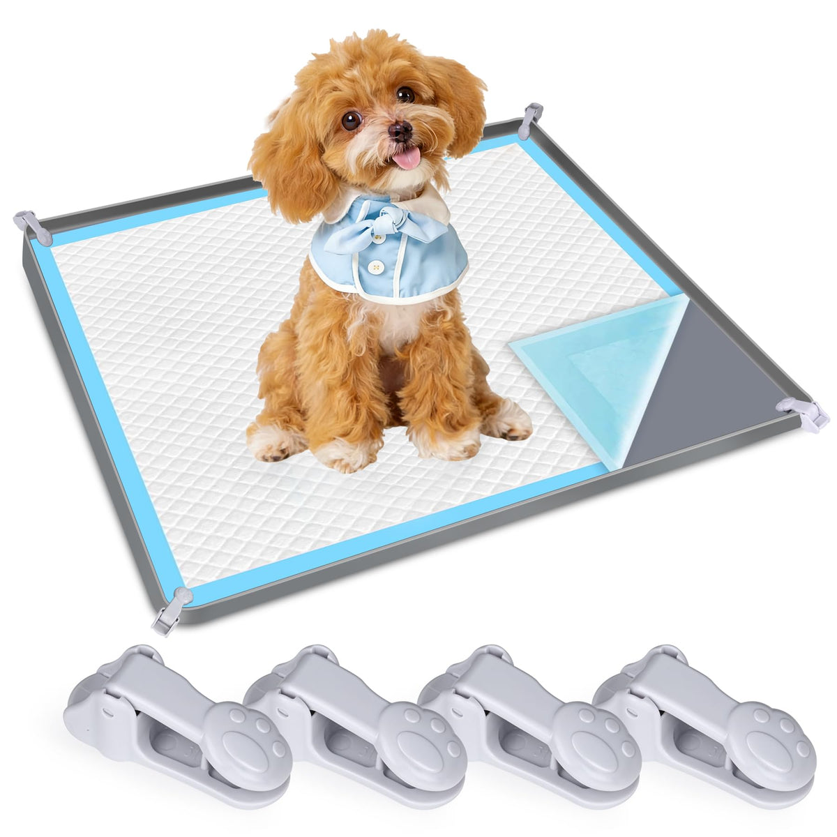 Phepetroll dog pee pad holder 24x24 keeps pads flat and secure.