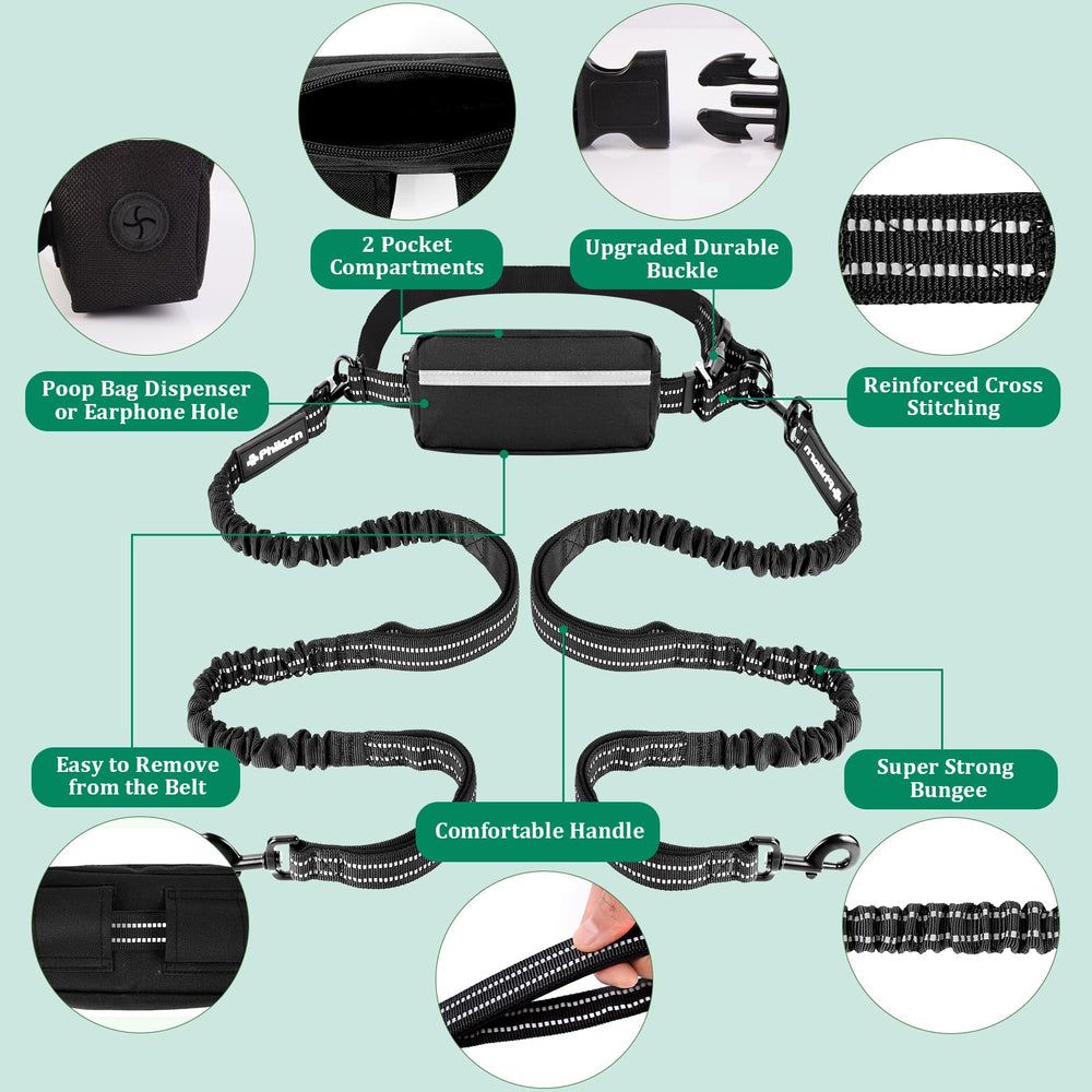 Philorn leash with dual handles offers quick guidance away from hazards