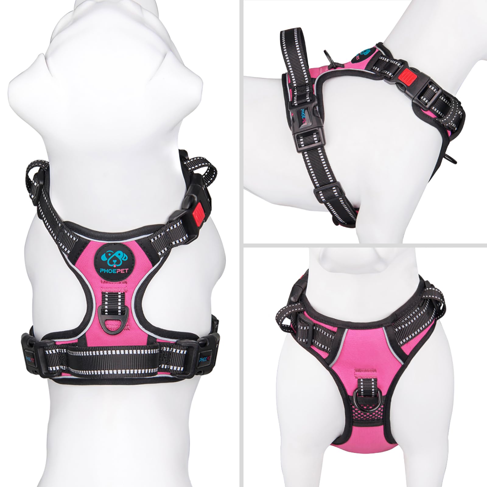 PHOEPET easy-on/off no-head-through design for quick fittings