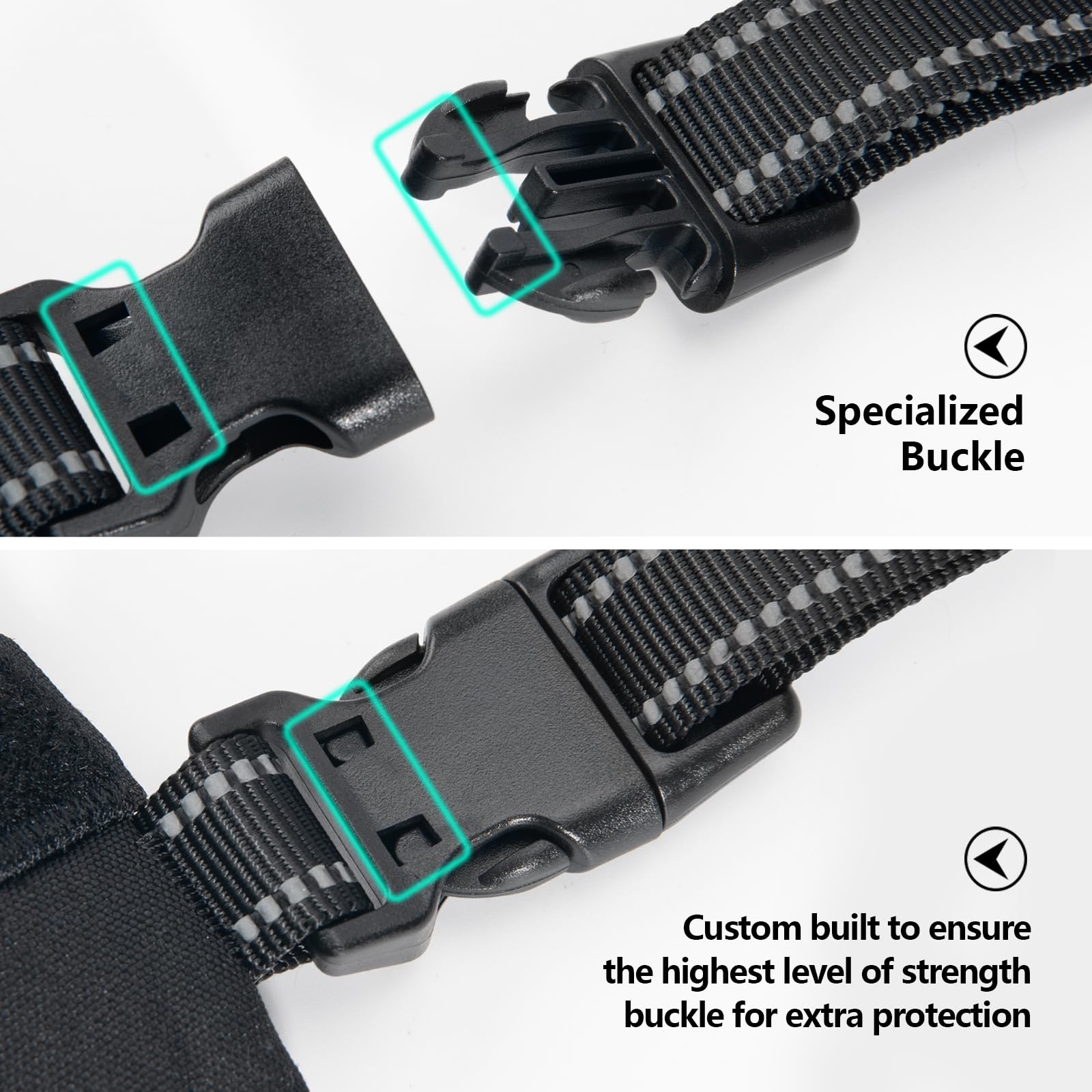 PHOEPET metal leash hooks on harness for attach options