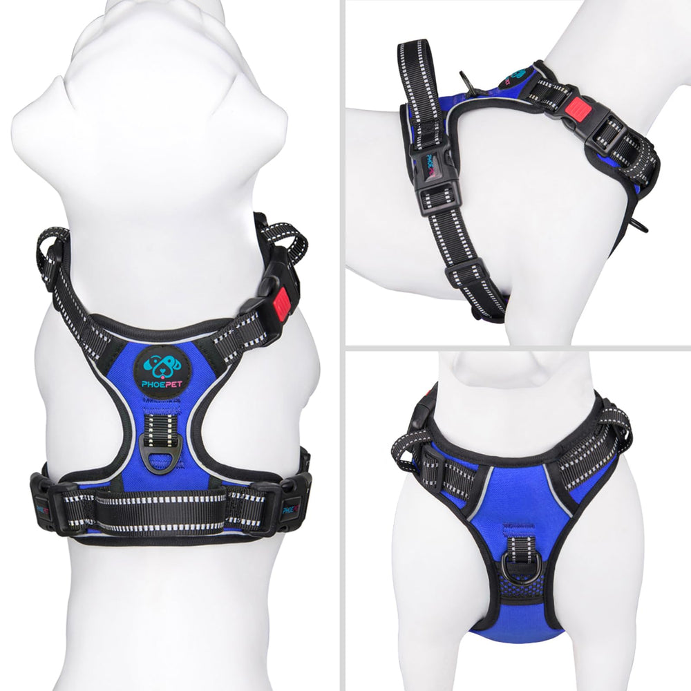 PHOEPET Dog Harness with back handle for controlled lifting into car.