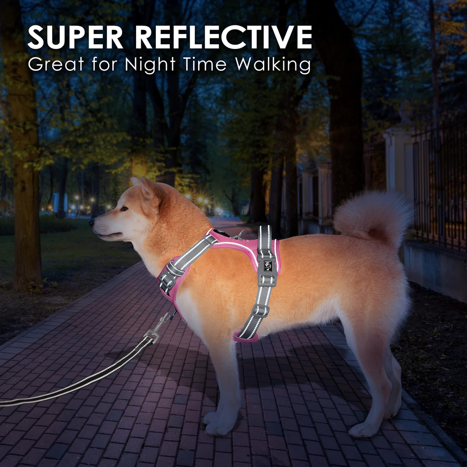 PHOEPET No Pull Harness provides comfortable handling with a padded back grip.