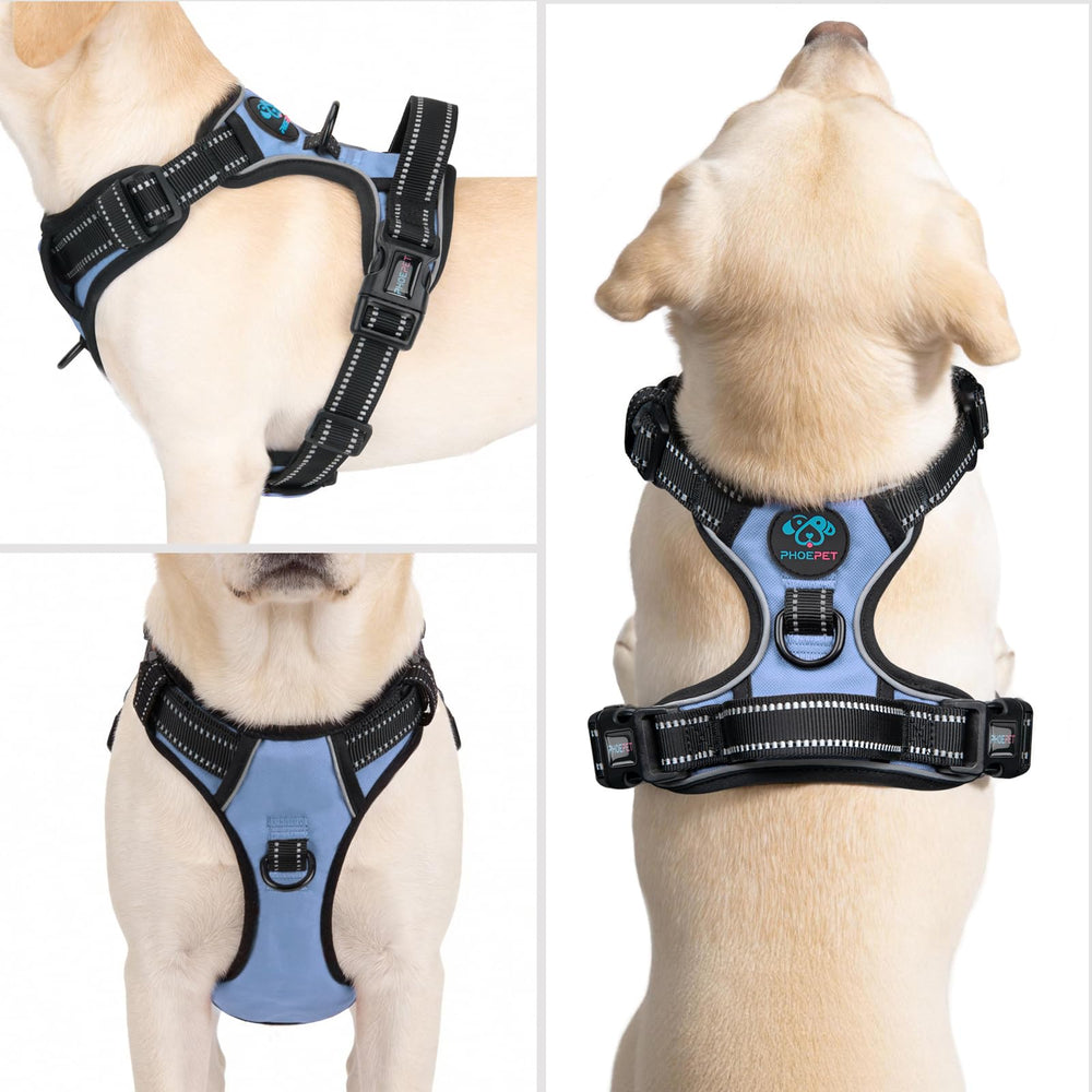 PHOEPET No Pull Harness with dual metal leash hooks for better control.