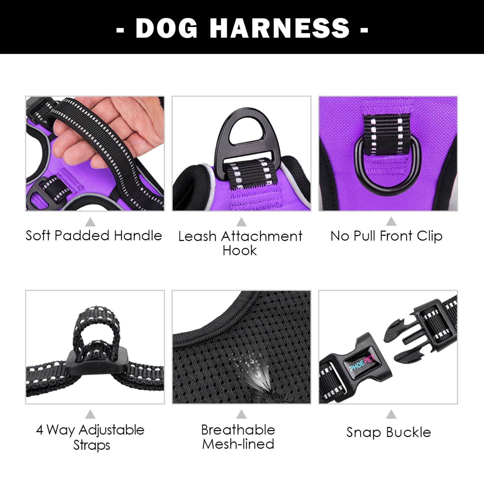 PHOEPET dual-ring design for versatile leash attachment options