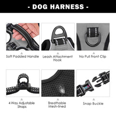 PHOEPET No Pull Harness grey reflective fabric for visibility at night.