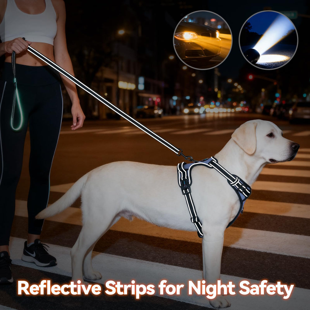 PHOEPET No Pull Harness soft training handle for stairs or car rides.