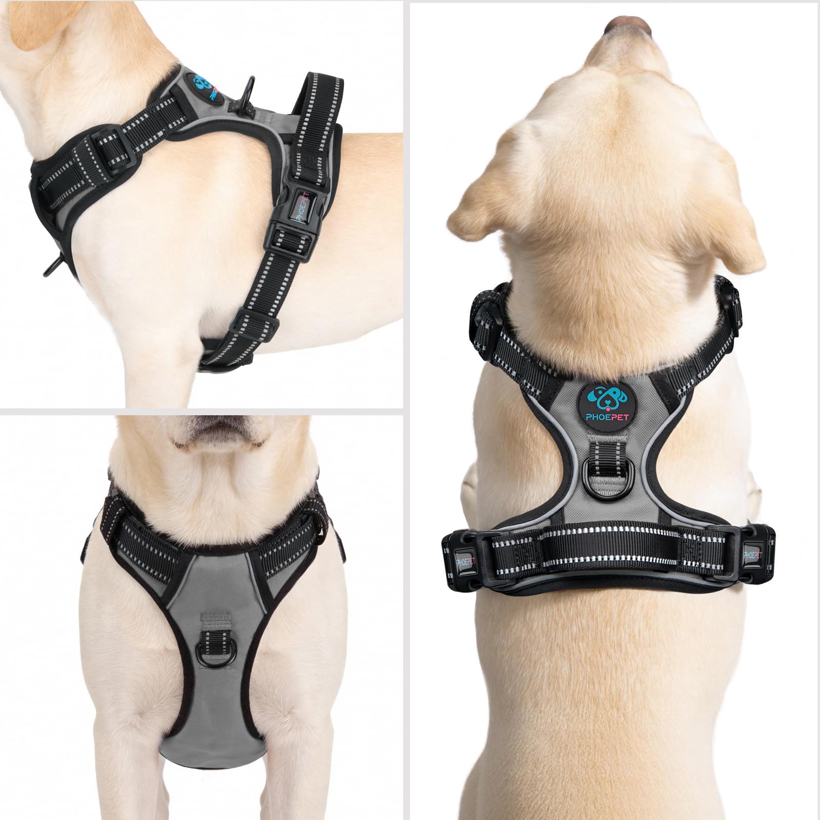 PHOEPET No Pull Harness top handle enables easy lifting over obstacles.