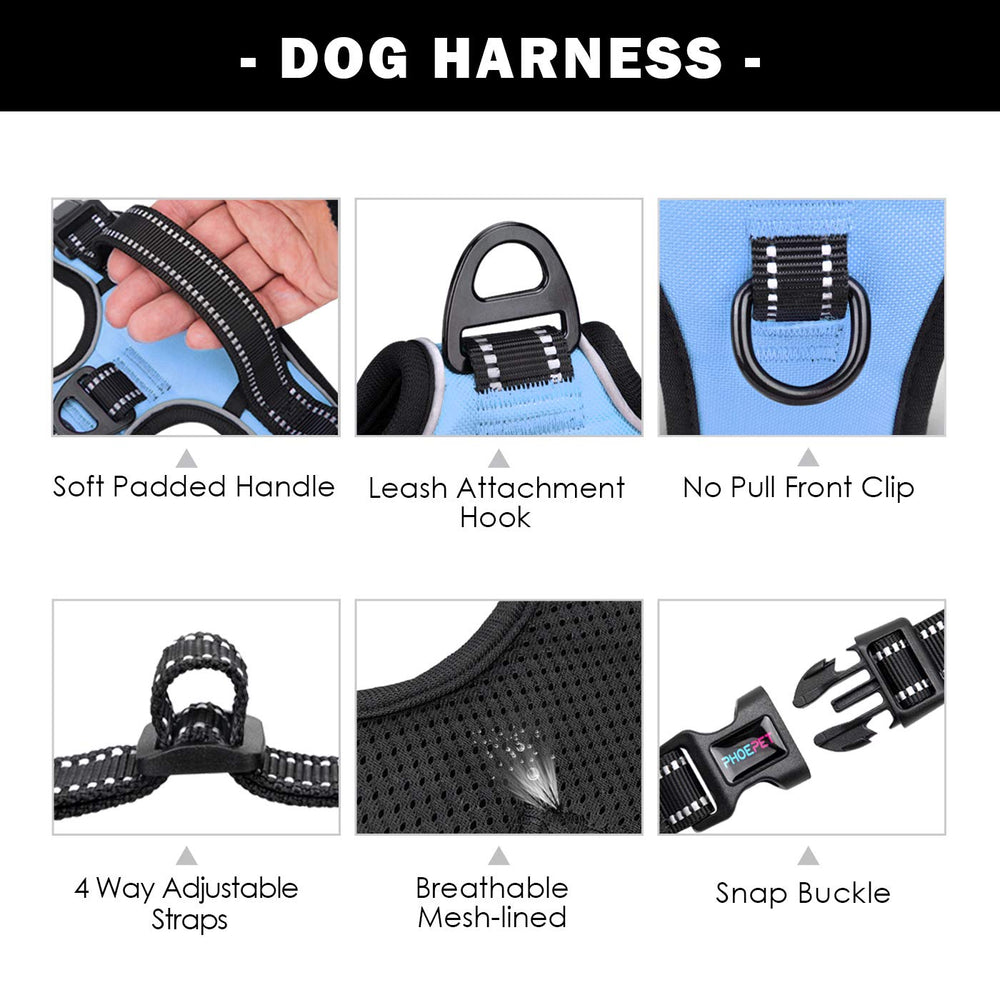 PHOEPET harness features name ID pocket for easy dog identification.