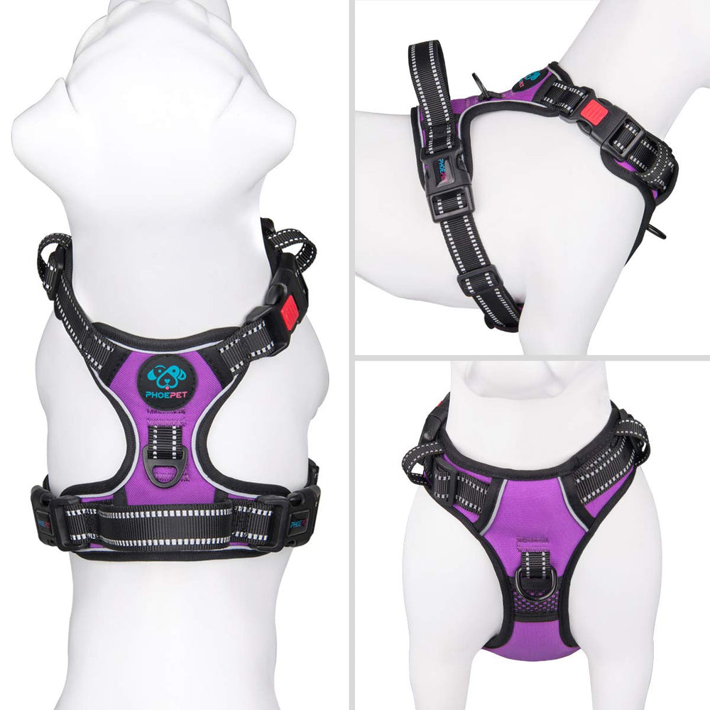 PHOEPET nopull harness back handle in purple XS for control