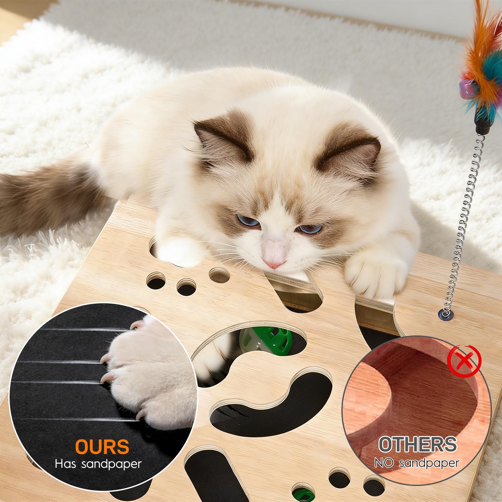 PHOEXXIX cat nail file enrichment box top-down highlights sandpaper layer for natural claw smoothing