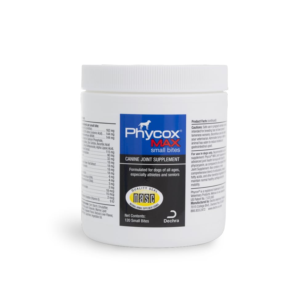 Phycox MAX dog joint bites in bottle for mobility support