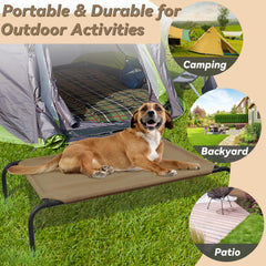 PHYEX bed in camping scene emphasizes lightweight design and portability.