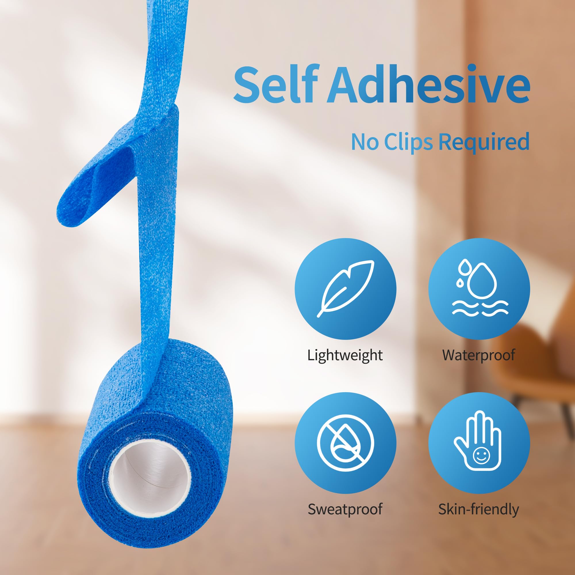 PHYTOP cohesive wrap 12-pack blue rolls shown for multi-use athletic support