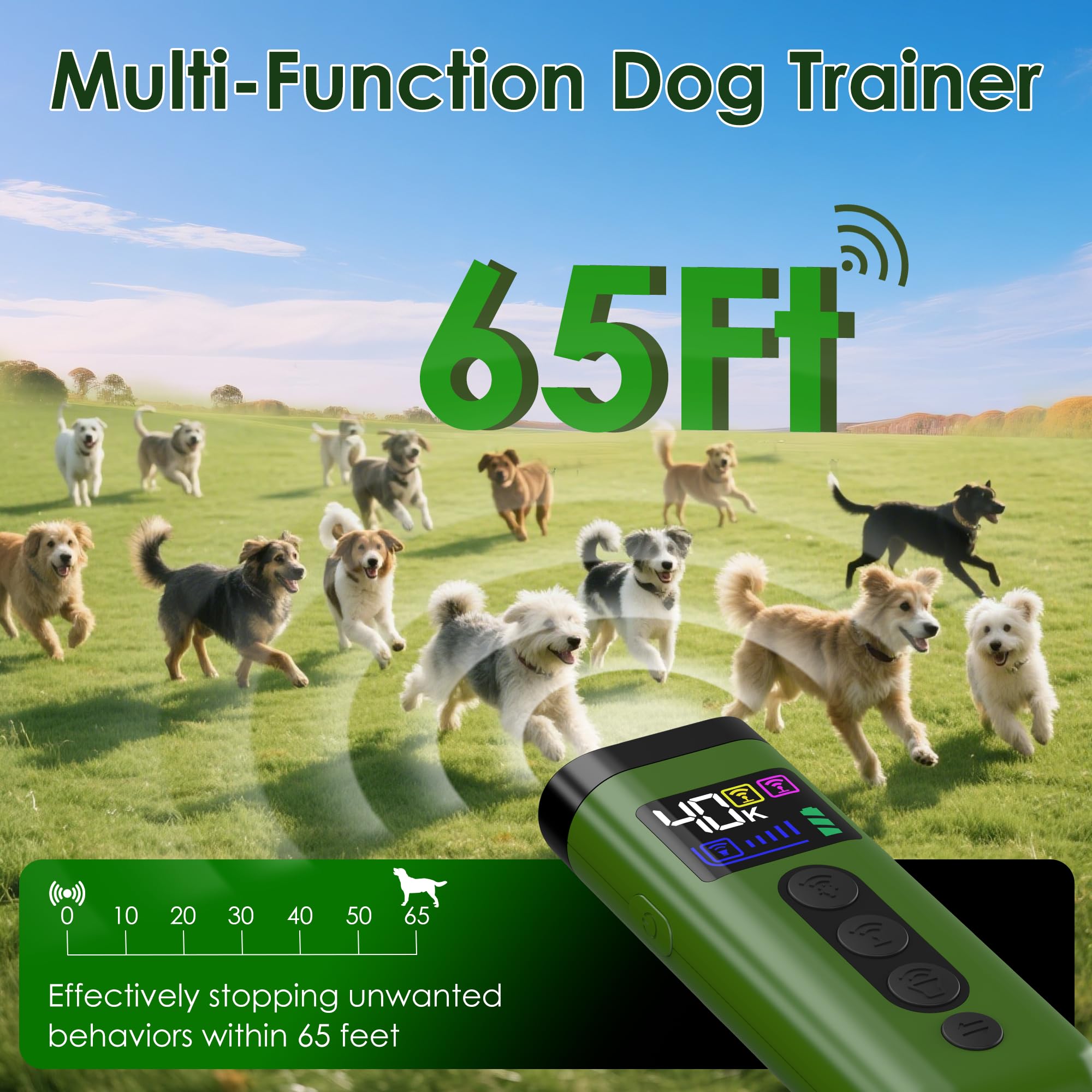 Phzibor three-frequency ultrasonic emission addresses different dog sensitivities.