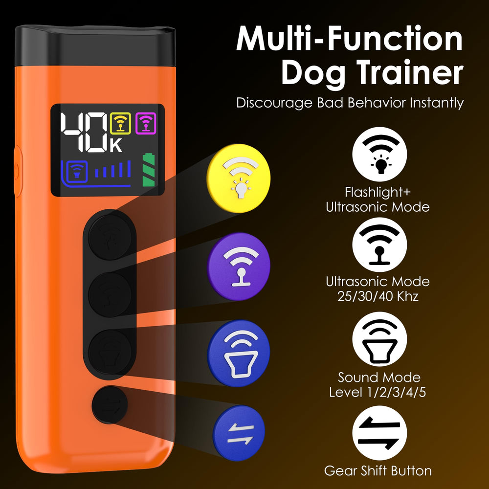 Phzibor ultrasonic frequencies 25kHz–40kHz cover safe dog-friendly tones.