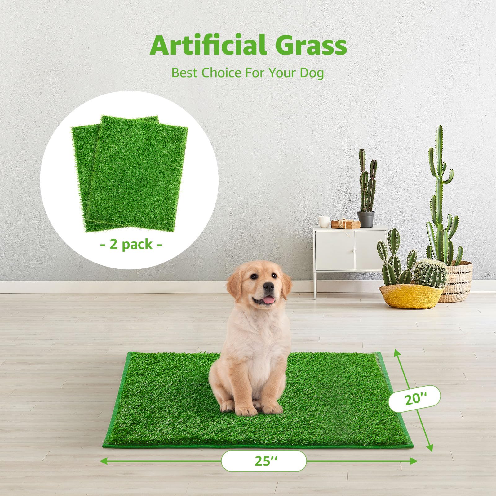 PICK FOR LIFE artificial grass turf for dogs with superior drainage to reduce odor.