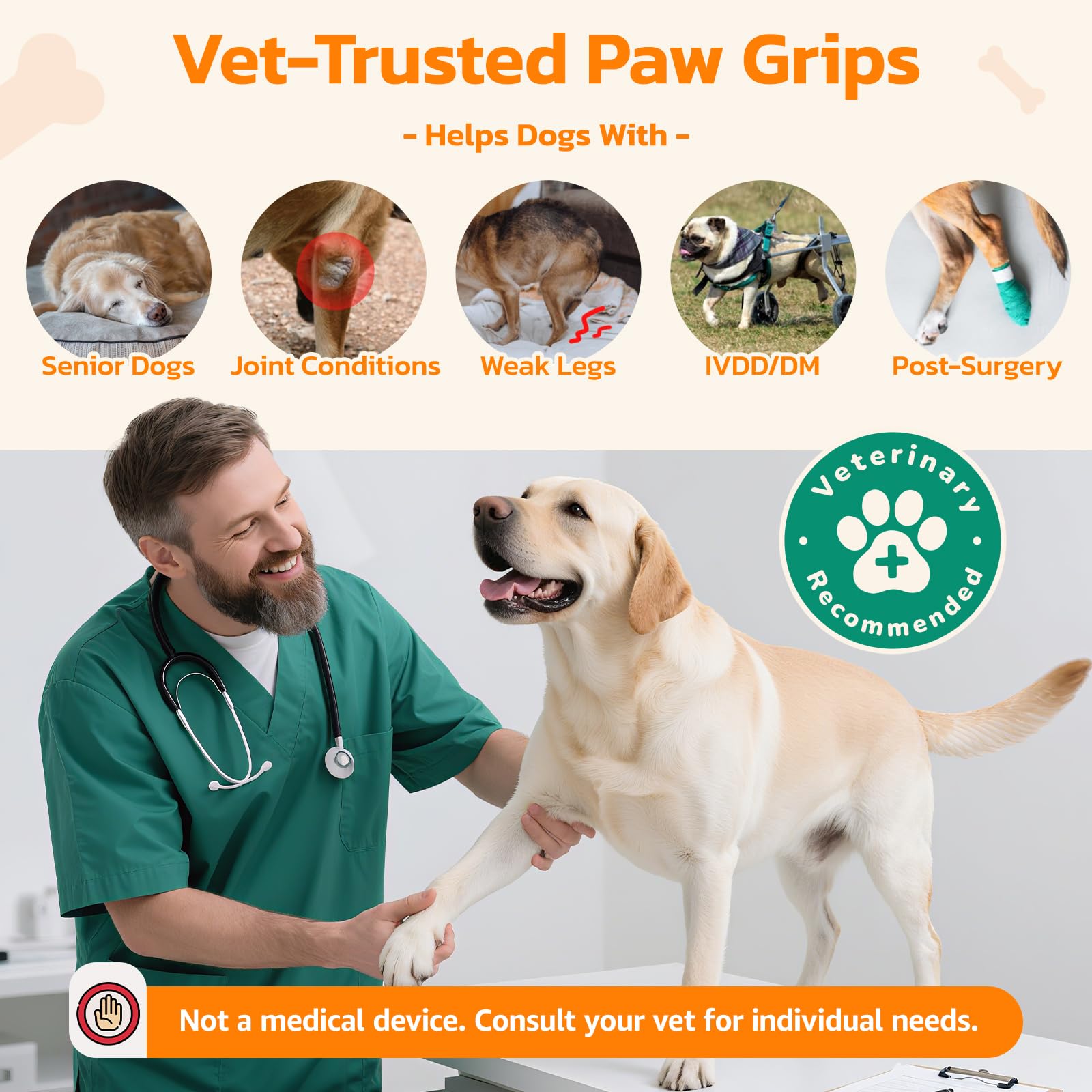 Pack of PICK FOR LIFE paw grips shown with self-adhesive backing