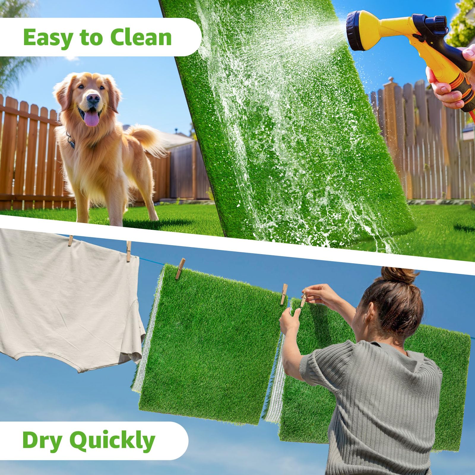 PICK FOR LIFE dog grass pee pad soft-dense turf closeup.