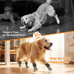 PICK FOR LIFE dog socks grippers on paw demonstrating reliable traction on smooth surfaces.