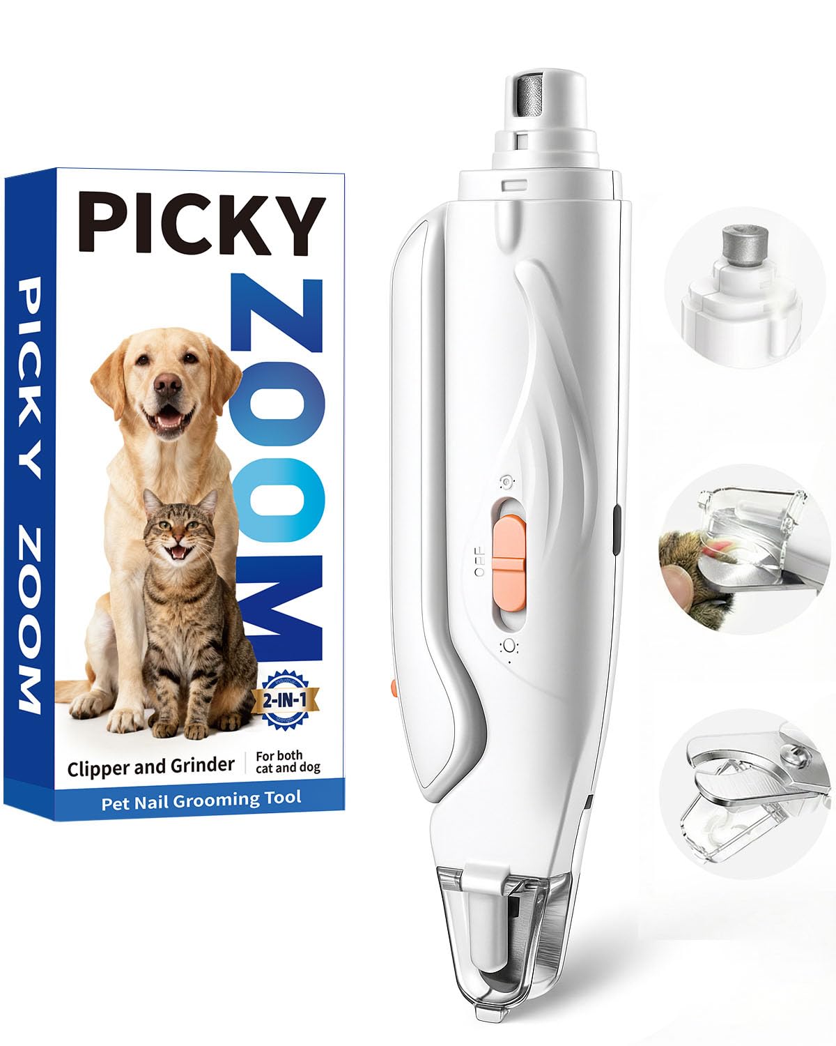 Picky Zoom 2-in-1 nail clippers with LED light for precise trimming at home.