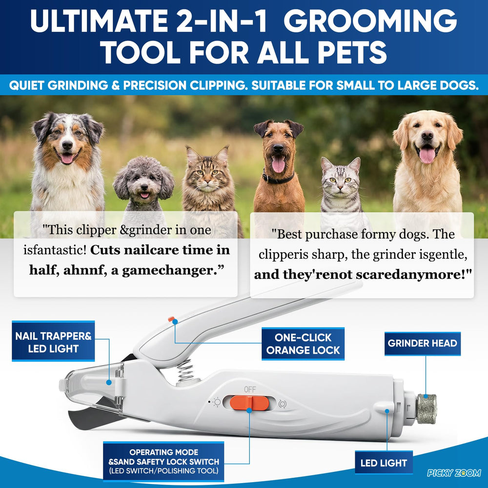 Picky Zoom cat nail clippers with LED illumination for safe trimming.